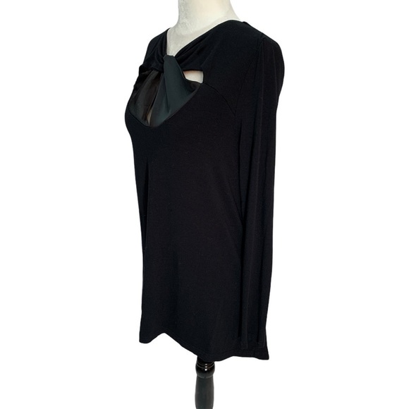 𝅺ISAAC Mizrahi🖤Black Long Sleeve Top Crossover Front Size S - Picture 3 of 9